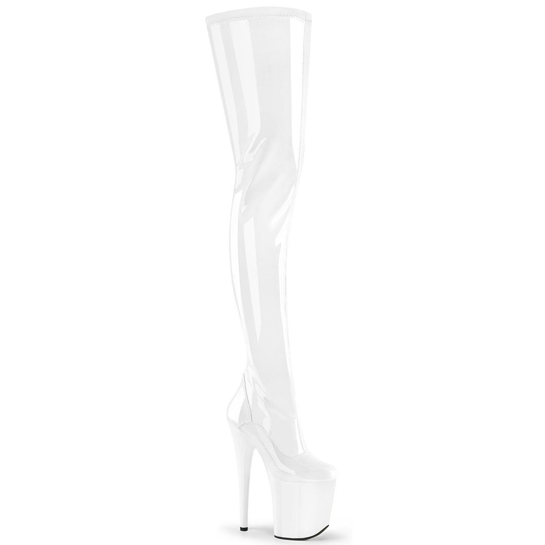 Flamingo-4000 White Patent Crotch High